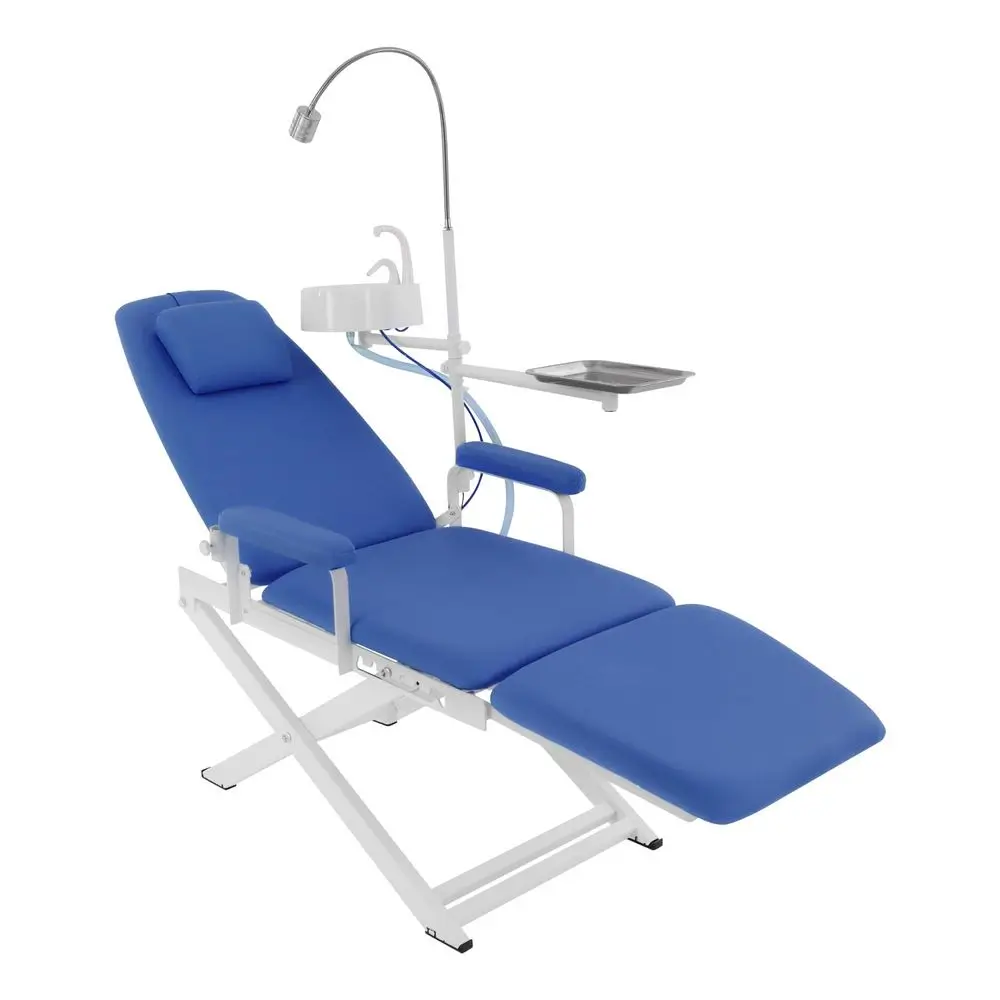 Foldable Dental Chair, 360 Rotating Arm Dental Chair with LED Light, 11.8125.2 Inch HeightAdjustable Movable Chairs Tilting Bed