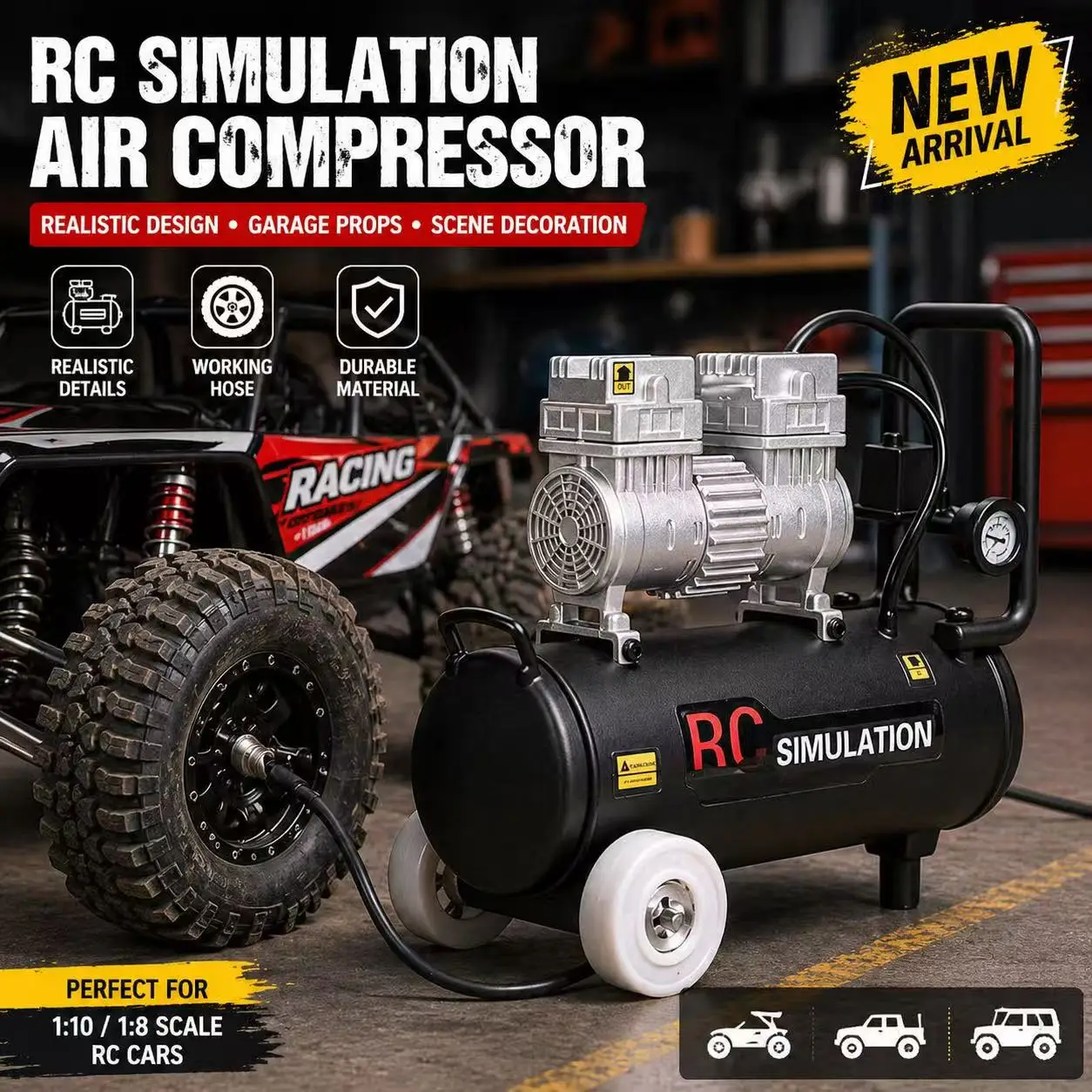 

1/10 RC Crawler Simulated Air Compressor Mini Decorative Accessories Fit TRX4 SCX10 MK07 5811 MJX CROSS Off-road Car