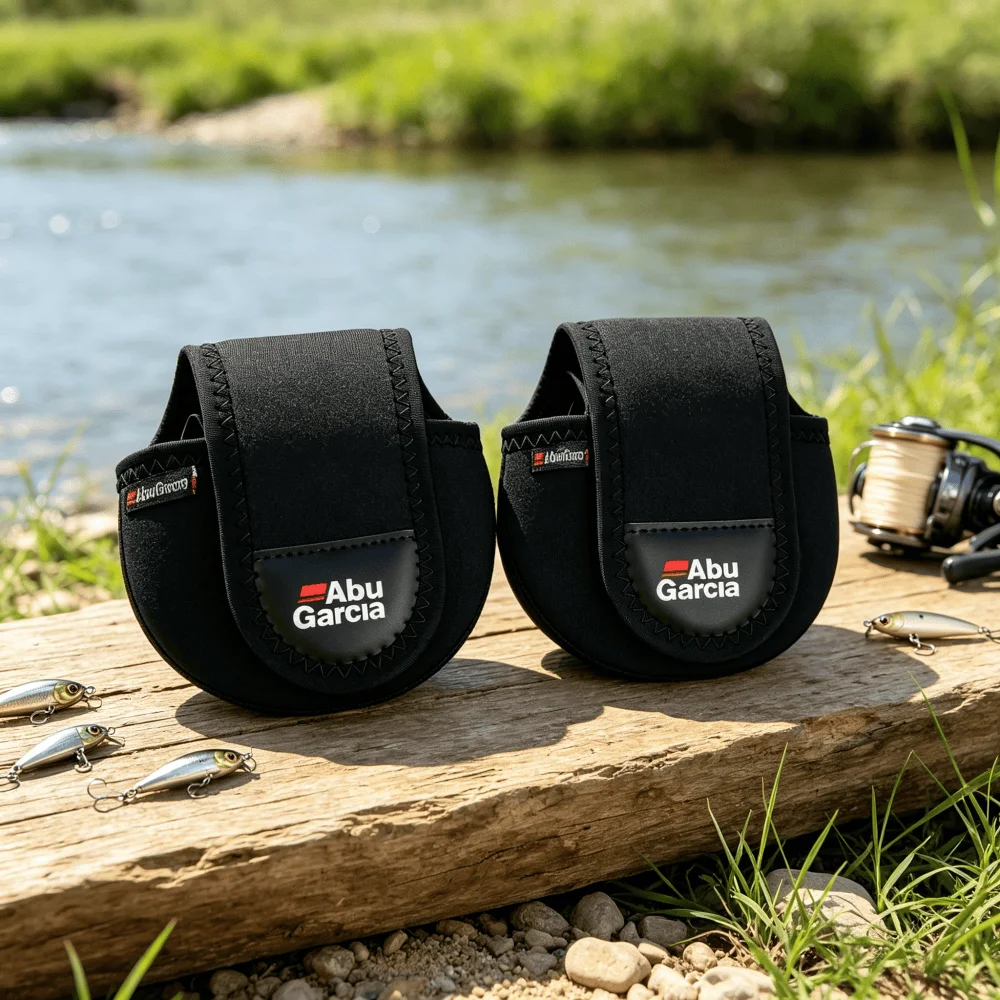 Original Abu Garcia Baitcasting-Rollen-Schutzhülle aus Neopren, verstellbarer Klettverschluss, stoßfest, kratzfest, Angelrollentasche – Detail 4