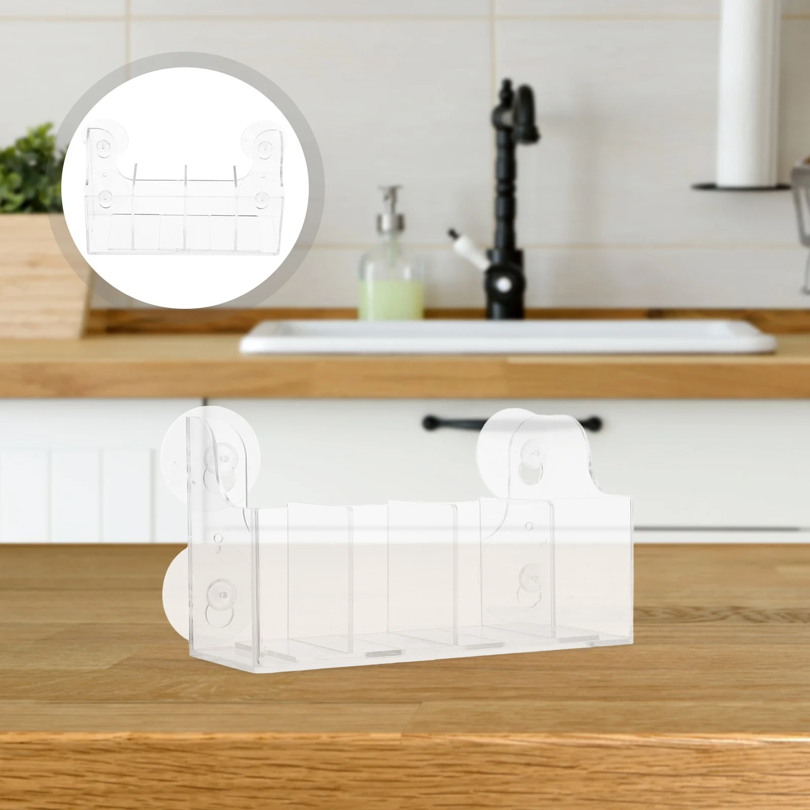 

Divided Drink Organizer Removable Chocolate Shelf 4 Compartment Suction Cup Rack Refrigerator Door Mounted Beverage Storage