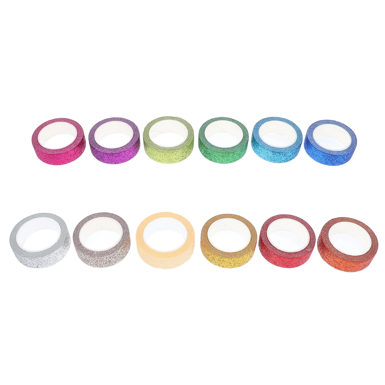 

12 Rolls Rainbow Color Glitter Washi Diy Decorative Paper Tape For Gift Wrapping Hand Account Scrapbooking Adhesive Craft Tape