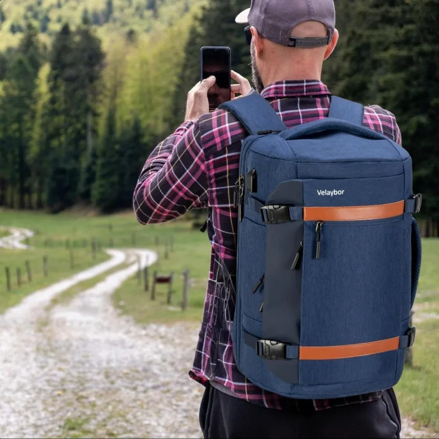 42L Travel Backpack with 4 Packing Cubes TSA Friendly Flight Appd CarryOn Bag with USB Charging Port WaterResistant Weekender B