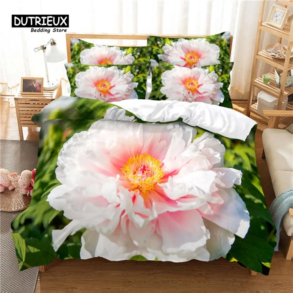 

Beautiful Flower Bedding Set, 3Pc Flower Duvet Cover Set, Soft Comfortable Breathable Duvet Cover, For Bedroom Guest Room Decor