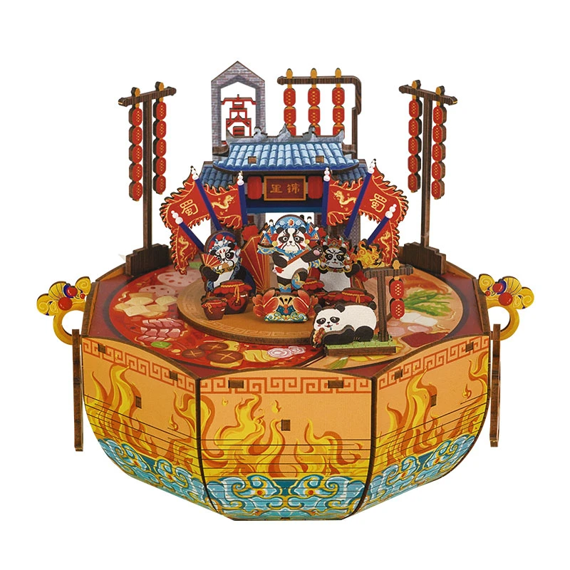 Fai da te 3D in legno Sichuan Opera carillon kit modello in miniatura puzzle possono muoversi per gli amici regali di compleanno decorazione della casa