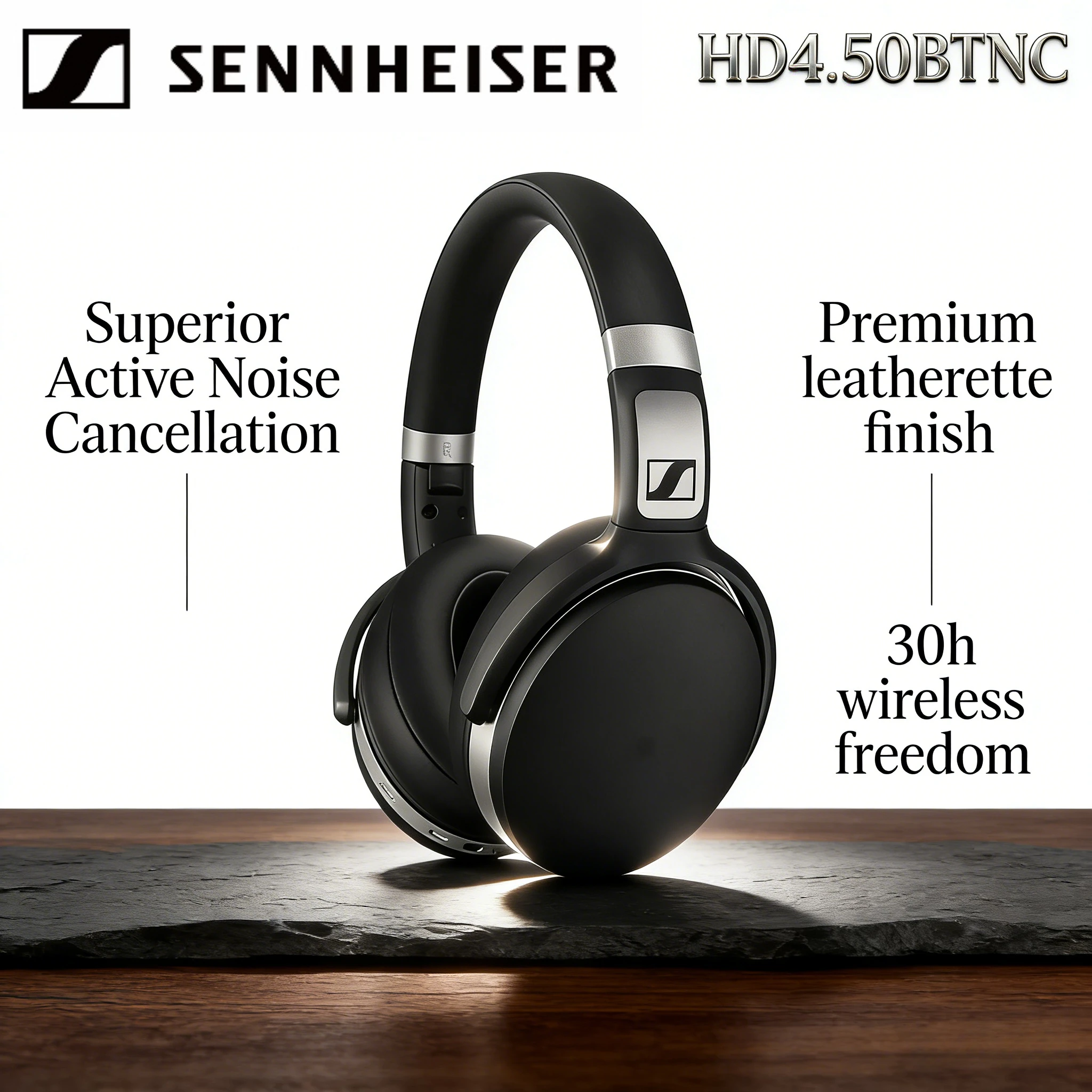 

Sennheiser HD 4.50 BTNC Wireless Headphones Original Active Noise Cancelling Bluetooth Deep Bass Stereo Foldable 25H Playtime