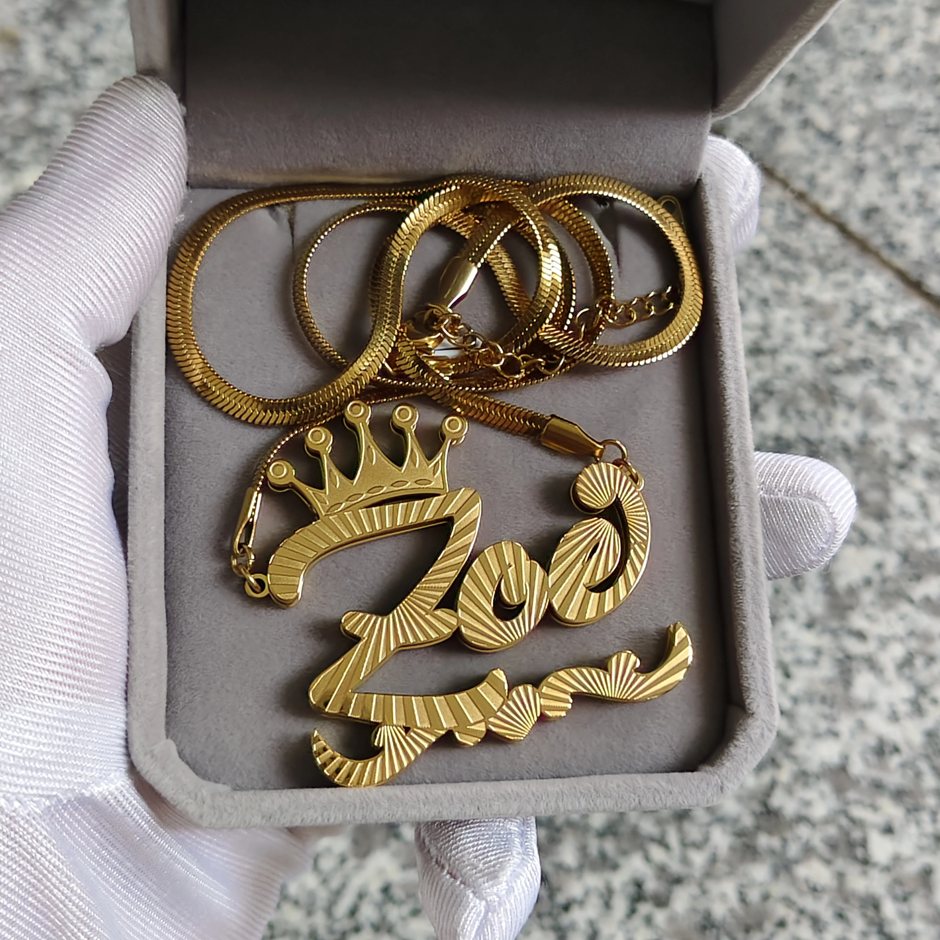 

DHQH New Customized Name Double layer 3D Nameplate Necklace Personalized Letter/Logo Snake Chain Pendant Necklace Christmas Gift