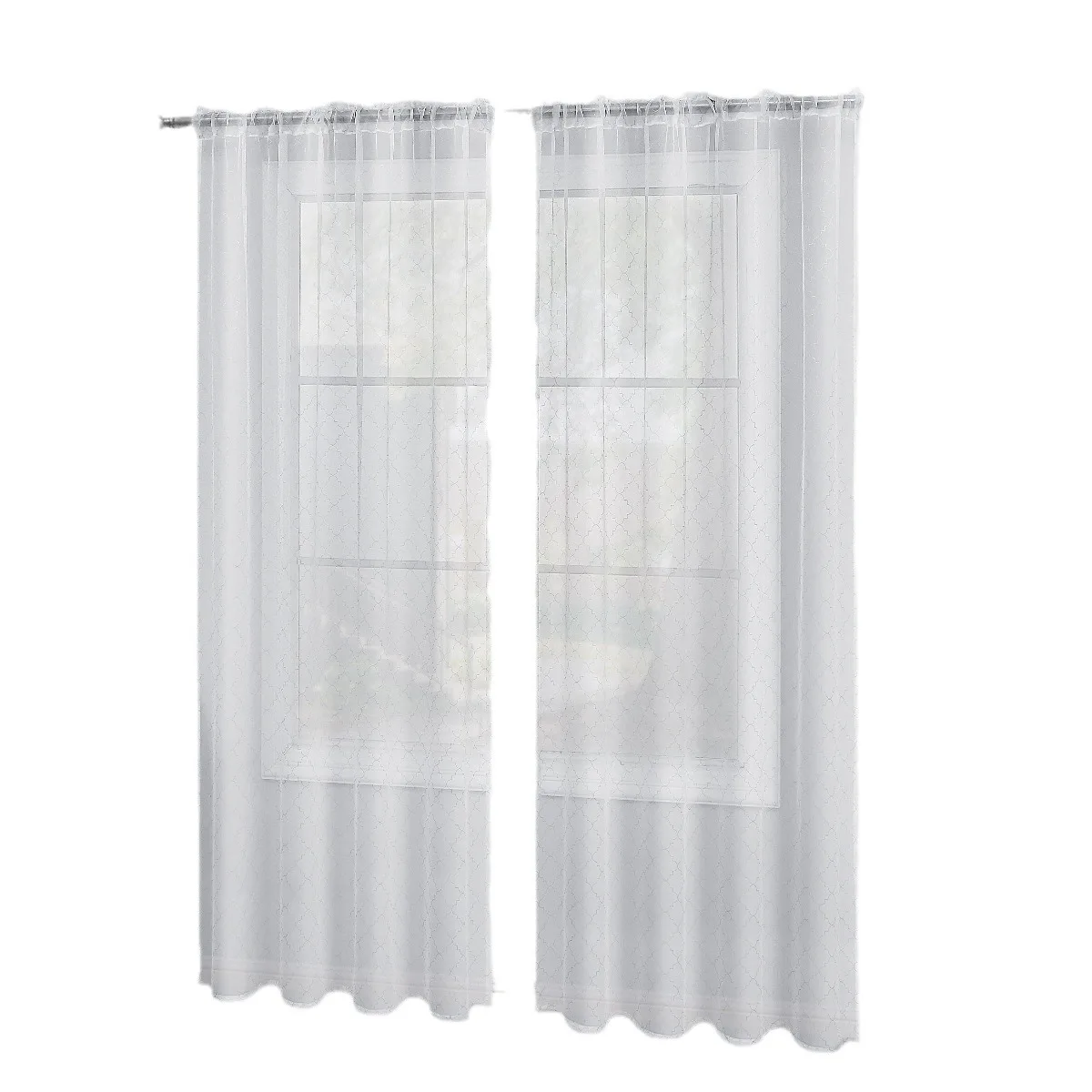 (7) Customized Rod-lined White Window Screen Semi-shading and Light-transmitting and Opaque Curtains