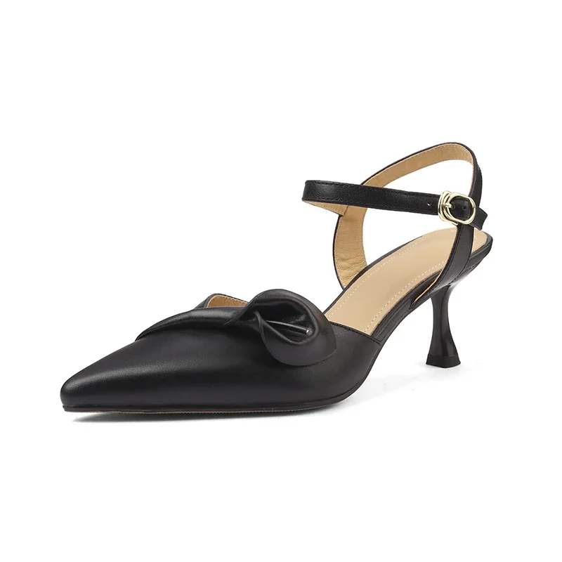 

2025 Fashion Women Shoes High Heels Slingbacks Sandals Genuine Leather Party Wedding Shoes Woman Sexy Pointed Toe Sandals Pumps