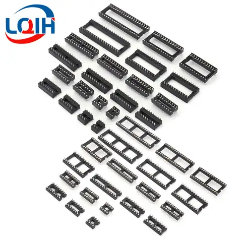 10PCS Round Square Hole IC Socket Connector Integrated Circuit Socke 6 8 14 16 18 20 24 28 32 40 Pin Connector DIP Socket
