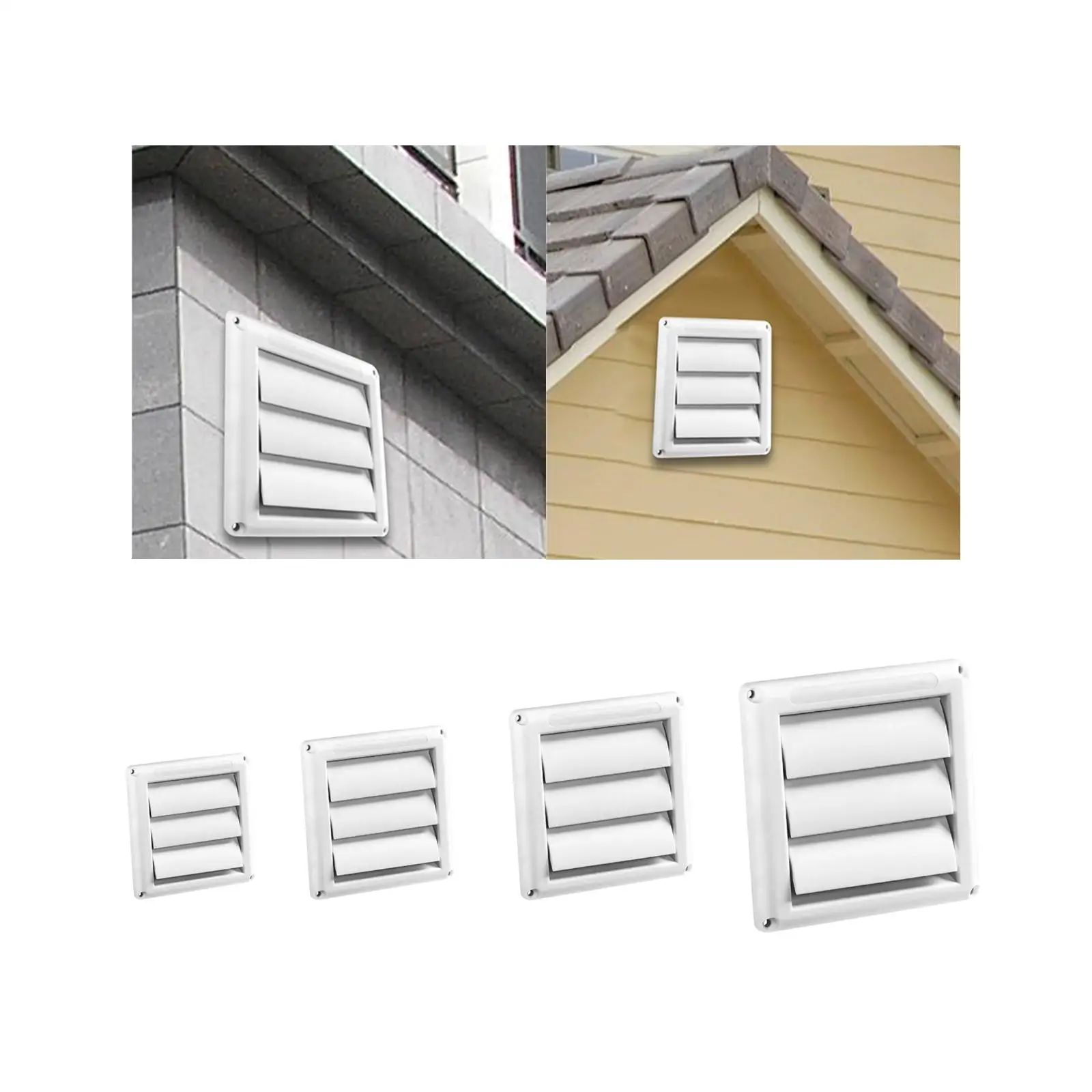 Square Dryer Air Vent Cover Rustproof Louver Grille White PP Material for Home Office Exhaust Outlet