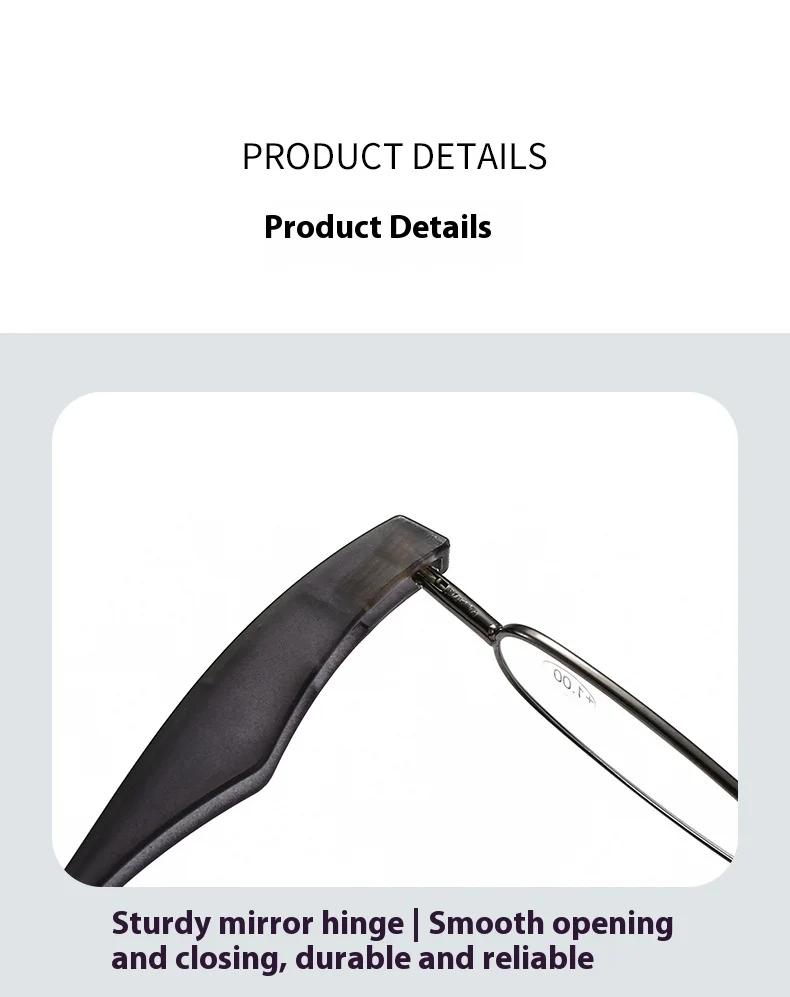 360 ° Rotierende, faltbare und tragbare Lesebrille, ultraleichte Lesebrille für Menschen mittleren Alters und ältere Menschen, 1,0 bis 4,0 – Detail 6