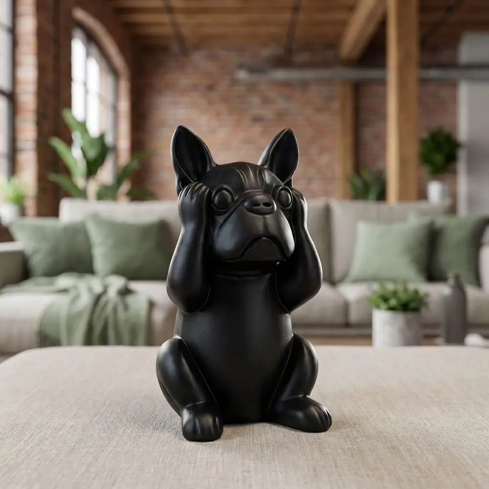 3pcs Nordic Minimalist Style French Bulldog Statue Animal Crafts 3D Printed Intelligent Dogs Statue Decorations
