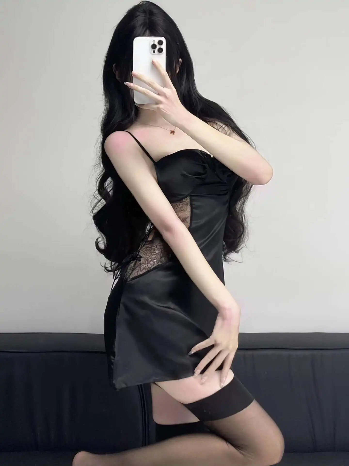 ใหม่เซ็กซี่ 2025 สแควร์คอBackless Lace Splicing Sheerชุดสลิงผู้หญิงCinchingเอวSlim A-Lineชุดลําลองสั้นW8W1