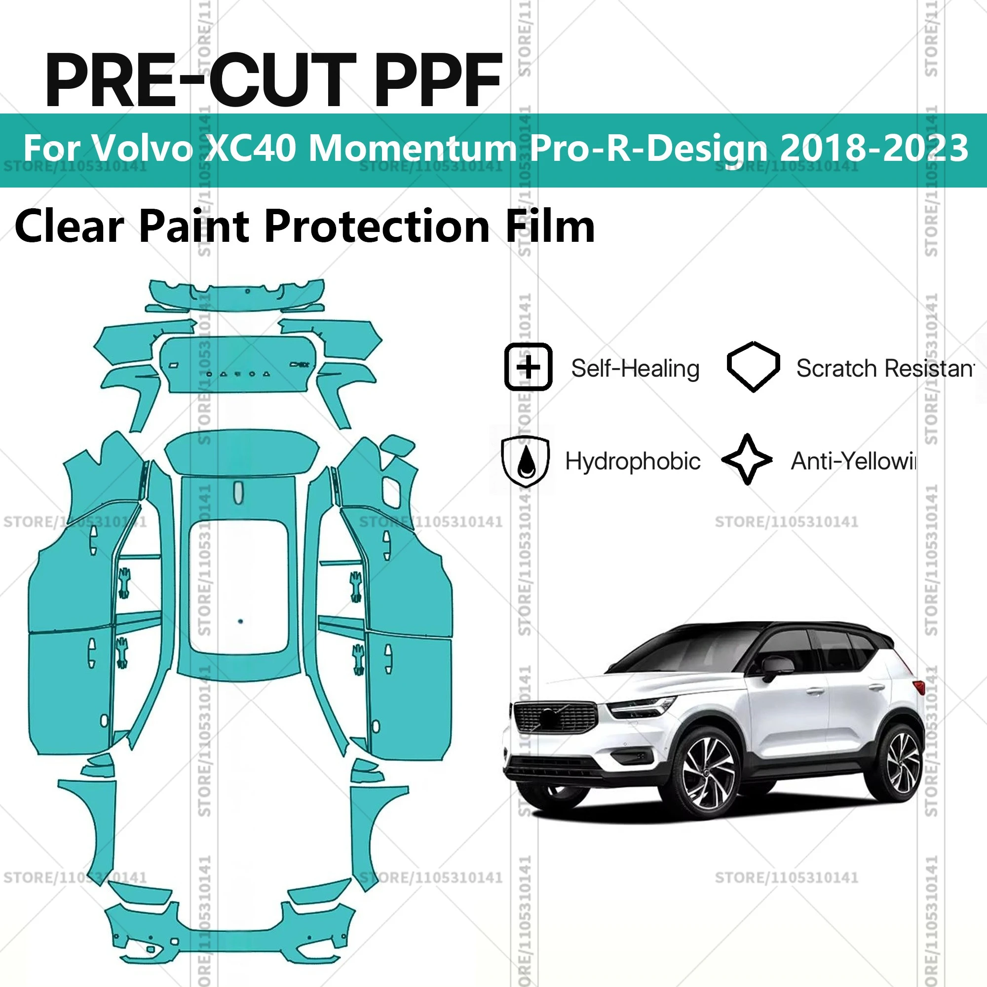 

Pre-Cut Paint Protection Film PPF Transparent Car Film Automotive PPF For Volvo XC40 Momentum Pro-R-Design 2018-2023