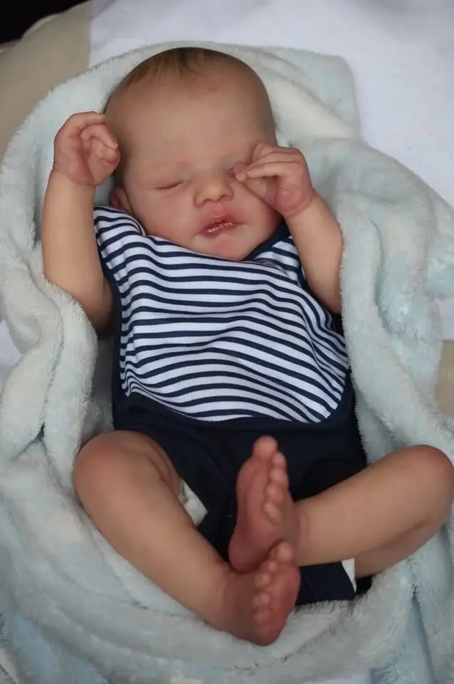 NPK-Muñeca para recién nacido de 19 pulgadas, cuerpo suave y tierno, piel 3D realista con venas visibles, muñeca hecha a mano de alta calidad