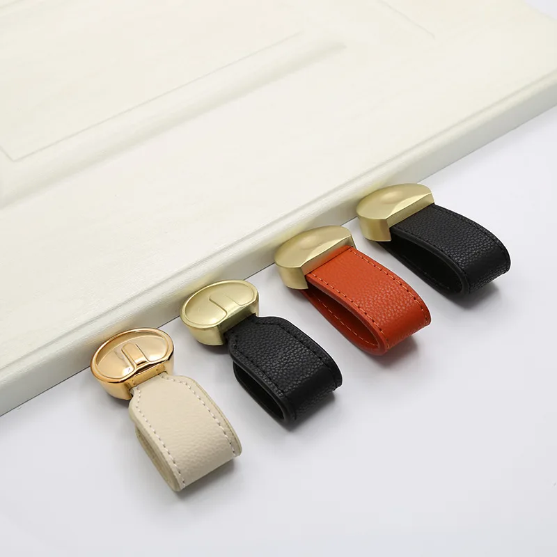 Черная кожаная ручка для ящика, шкафа, двери шкафа, современная мебель для багажа, ручка с одним отверстием, кухонные ручки, ручки и ручки