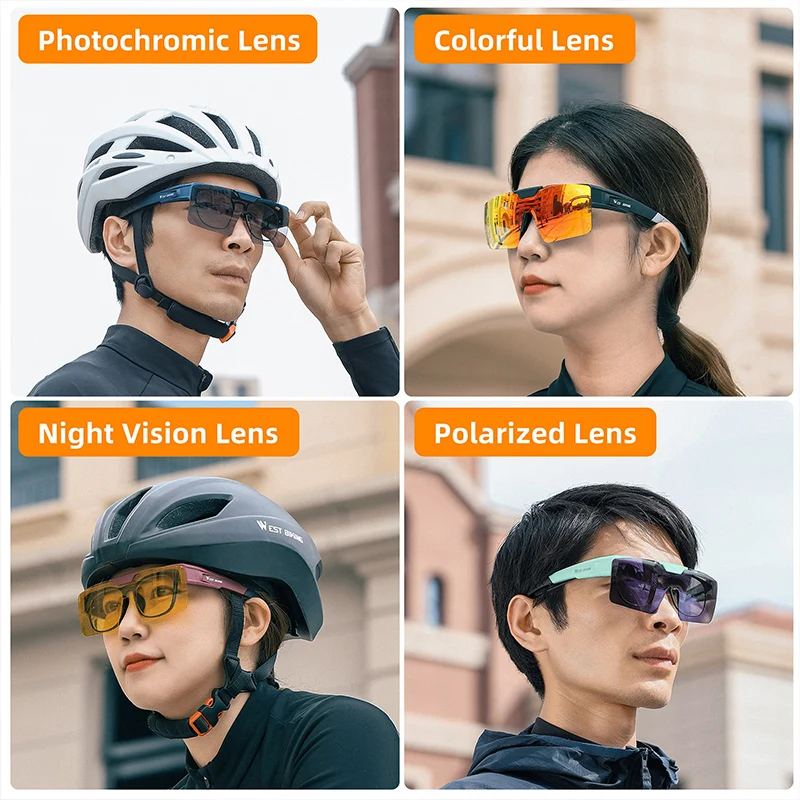 WEST BIKING Photochromic Cycling Glasses Men Women Flip Design Polarized Sunglasses MTB Riding Skiing Night Vision Sport Glasses