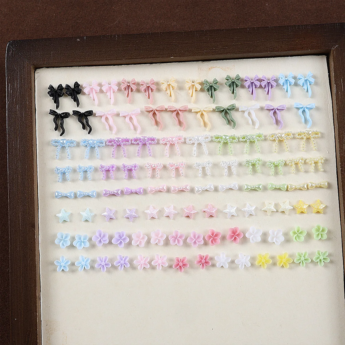 50PCS 3D Acrylic Bow Nail Art Flower Star Charms Accessories Parts For Nails Decoration Design Manicure Decor Supplies Material