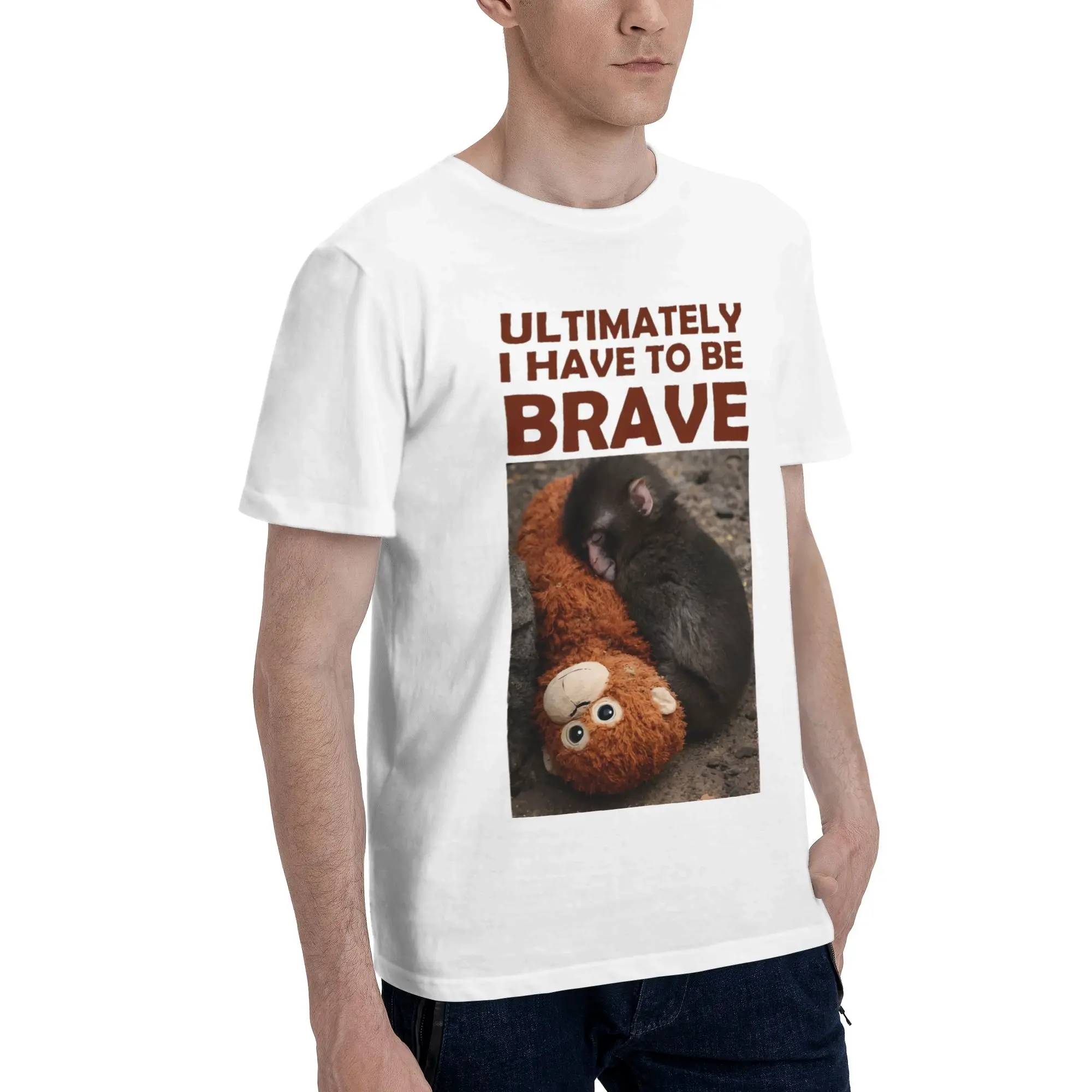 Punch Monkey Cute T-Shirt for Men  Fashion Cotton Tee Shirt Round Collar Short Sleeve T Shirts Printing Clothing
