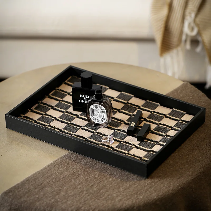 High-end leather tray entry entrance model room B & B living room aromatherapy desktop key storage box ornament