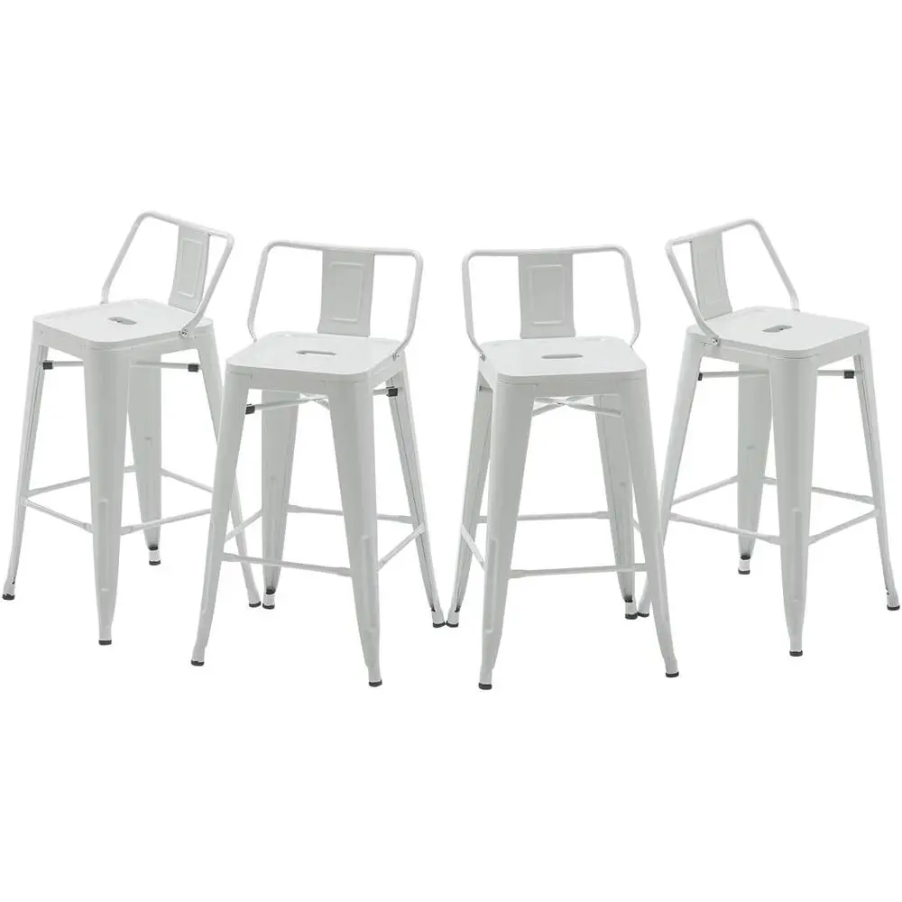 

Industrial Metal Stools Set of 4 or Outdoor White Low Back Dining Chairs