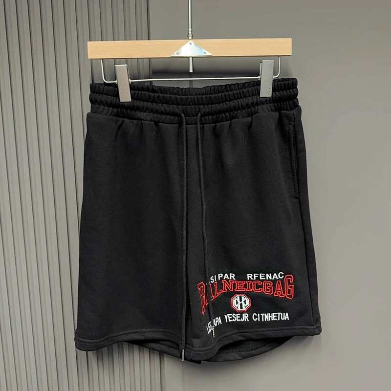 

Черные, коричневые, серые шорты с вышивкой и буквами, мужские и женские спортивные свободные шорты унисекс на шнурке, брюки длиной до колена