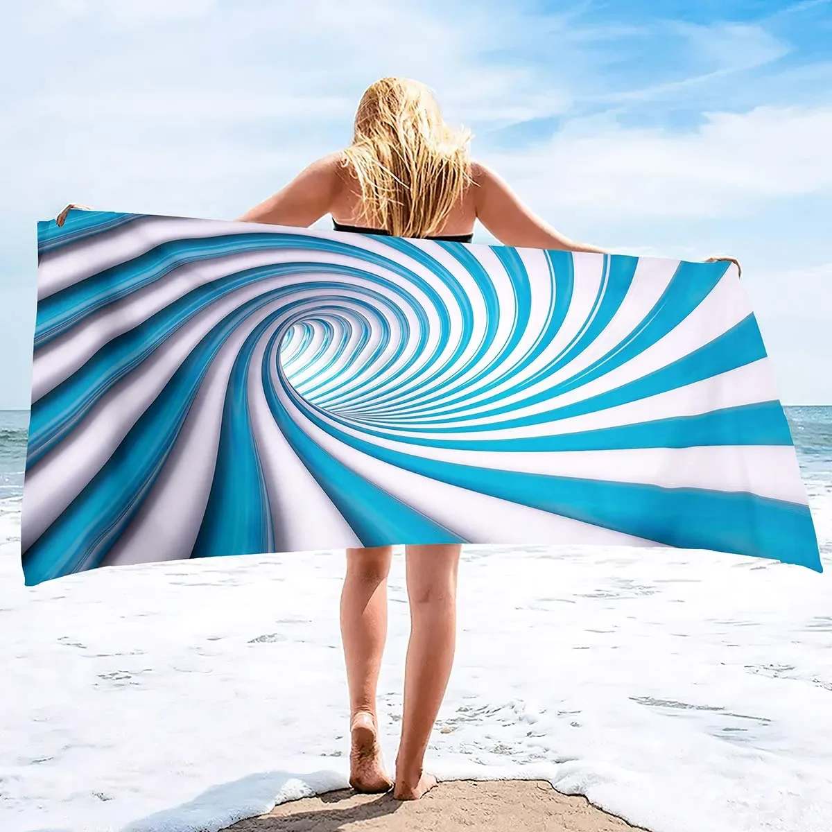 Microfiber Beach Towel, Sand Free Abstract Art Beach Towels Oversized, Quick Dry Soft Swirls Bath Towels for Outdoor Sports