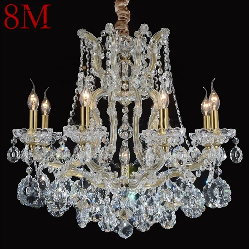 

8M European Style Chandelier LED Pendant Lamps Candle Crystal Luxury Lights Modern Fixtures for Home Hotel Villa Hall