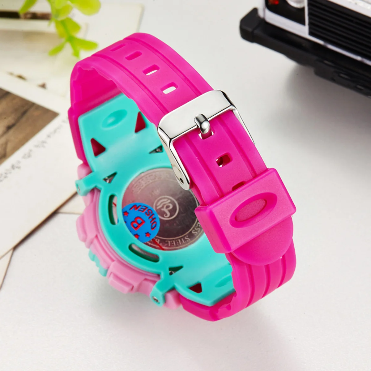1603 Rosy Multi-Function Unisex Sports Wristwatch Waterproof Backlight Display Date Alarm Stopwatch Digital Watch