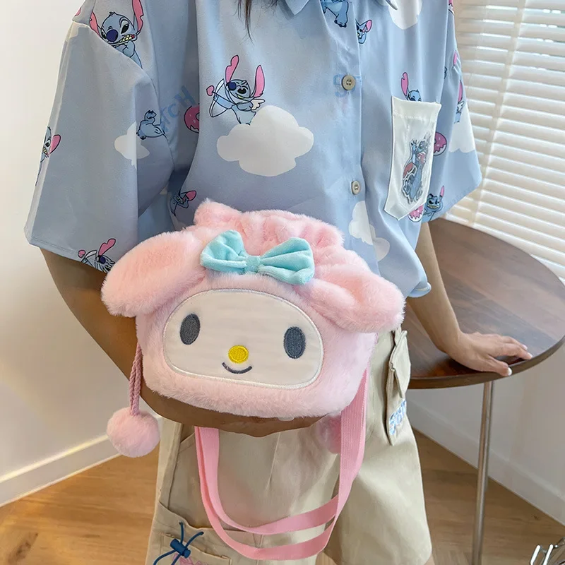 Cinnamoroll Pluche Tas Hello Kitty Kuromi Mijn Melodie Kawaii Schouder Crossbody Tas Anime Plushie Vrouwen Cartoon Gifs Voor Meisjes