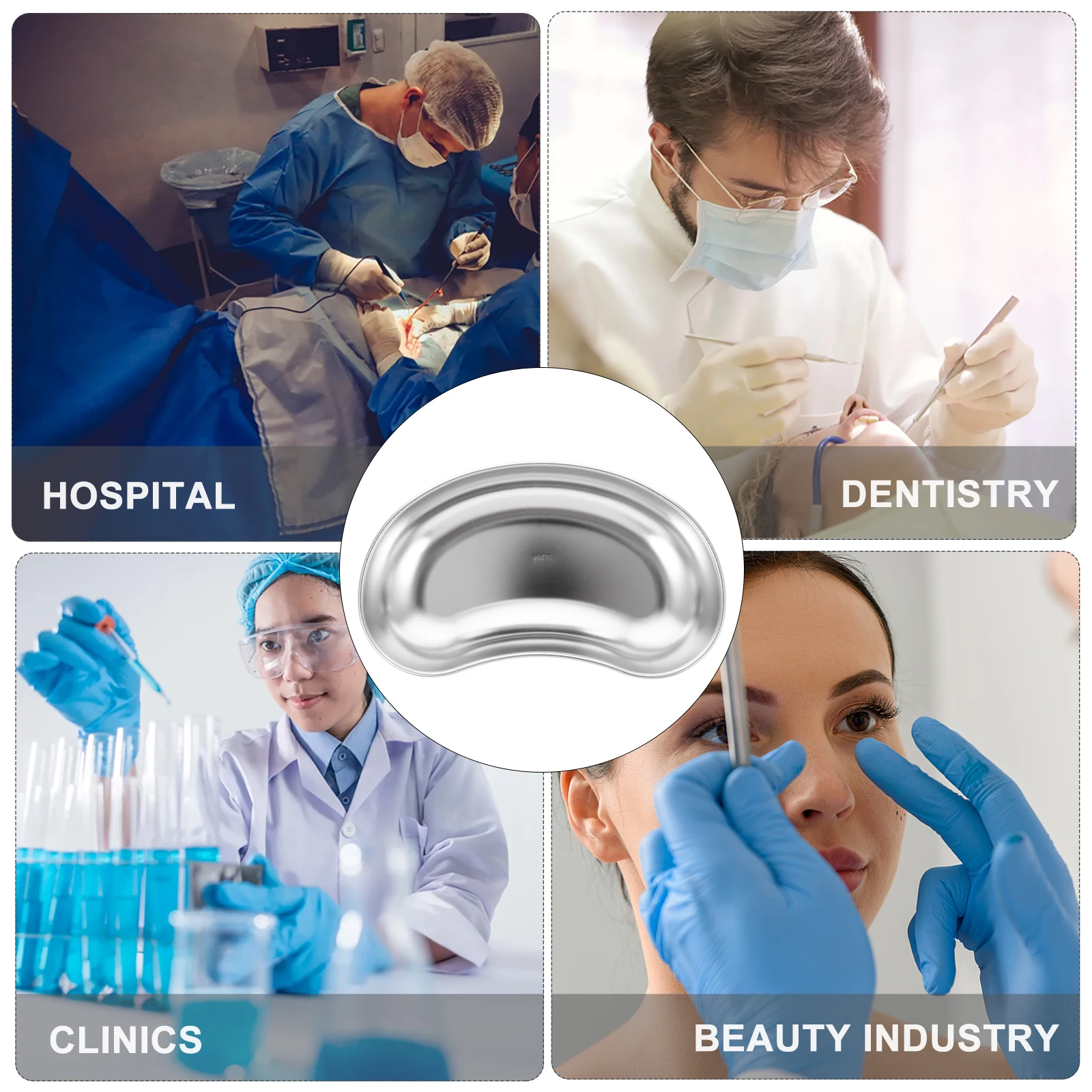 

1pc Stainless Steel Anti-Iodine Curved Tray Thickened Seamless Smooth Polished For Medical Waste Fluid Collection