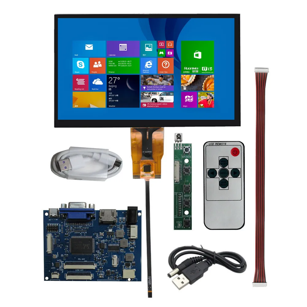 

7 inch 1024*600 IPS LCD Display Screen Driver Control Board Digitizer Touchscreen Raspberry Pi Computer Secondary Screen Monitor