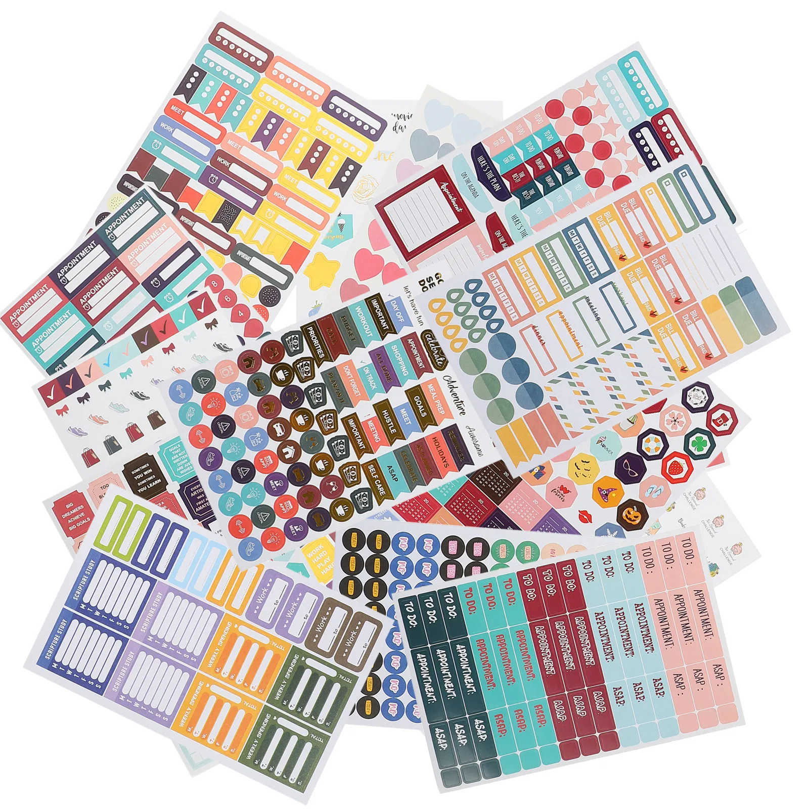 

31 Sheets Planner Stickers Daily Journal DIY Scrapbook Adhesive Supplies Decor Goals Lists Events Smooth Creative Works