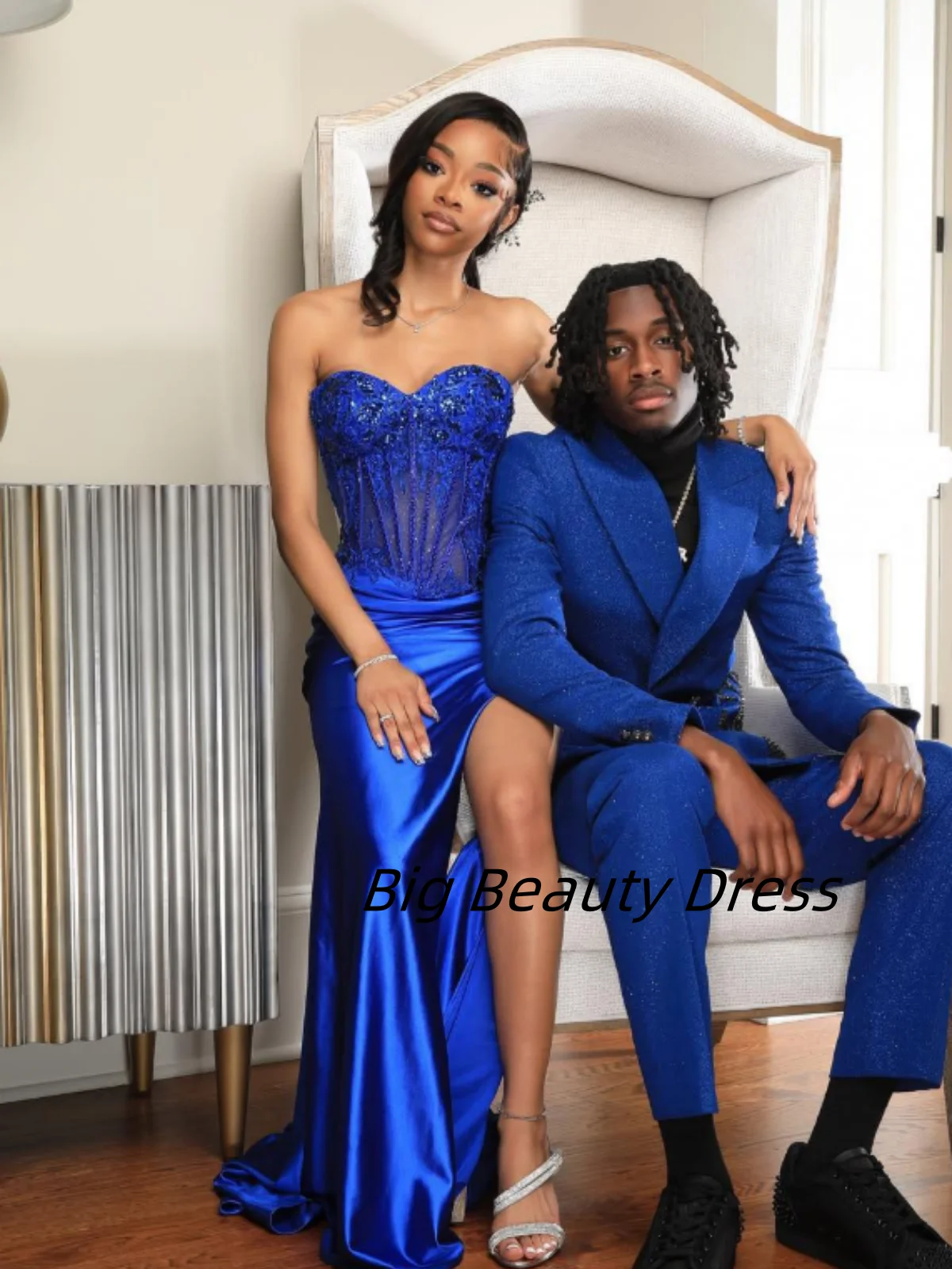 فستان سهرة من TIANTIAN مخصص بفتحة عالية مزين بالترتر للحفلات الراقصة بدون أكمام مكشوف الأكتاف وشوكة عالية لحفلات الزفاف