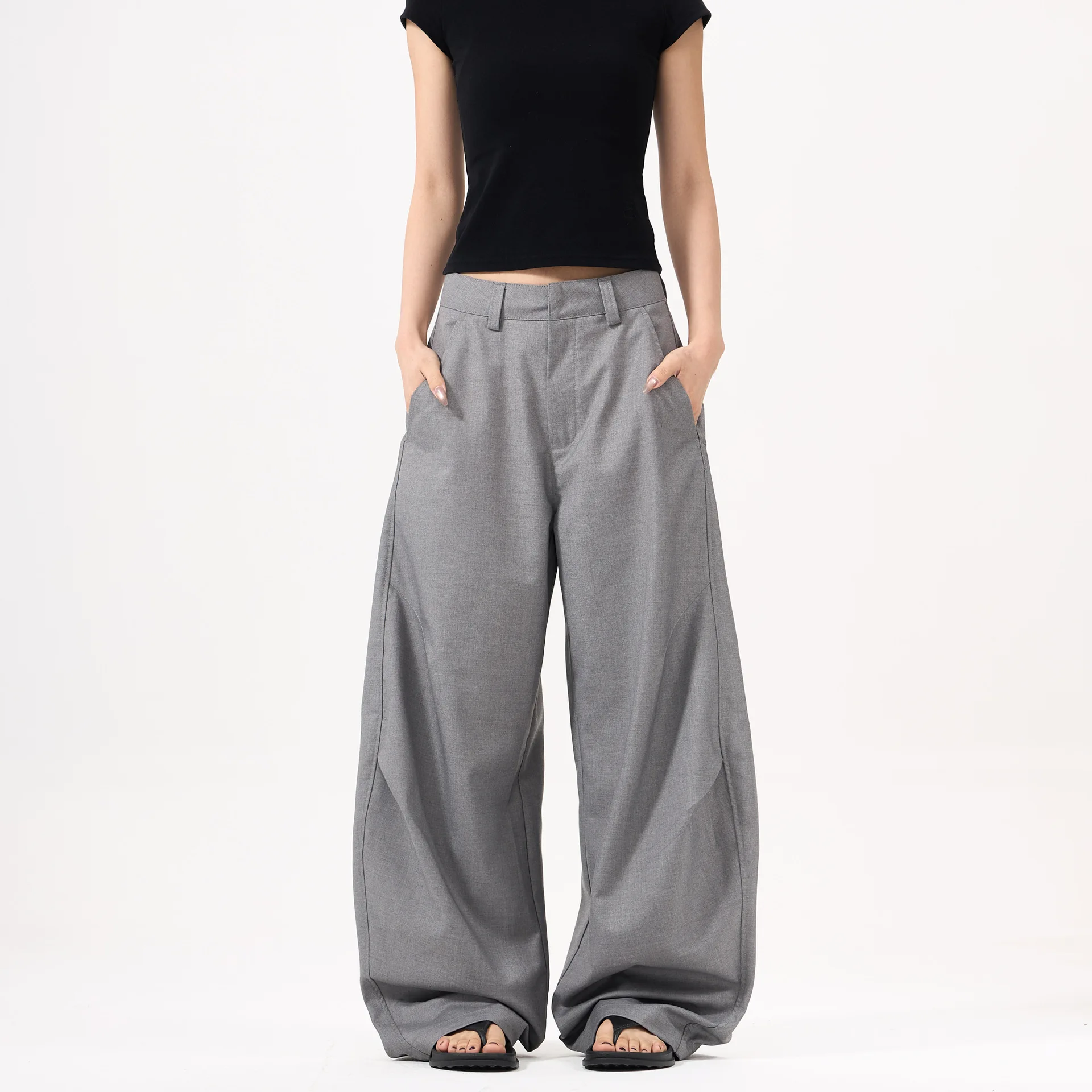 

American Retro Premium Feeling Pleated Machete Western Pants for Men and Women Loose and Skinny Couple Wide-Leg Pants