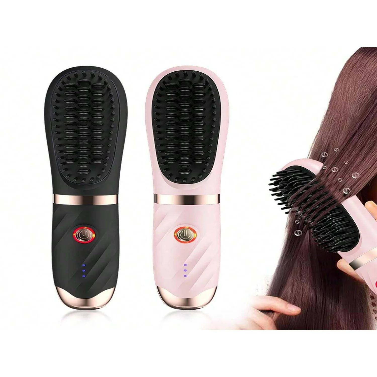 

1pc Cordless Hair Straightener Brush, Portable Mini Straightening Brush For Travel, Negative Ion Hot Comb Hair Straightener, Lig