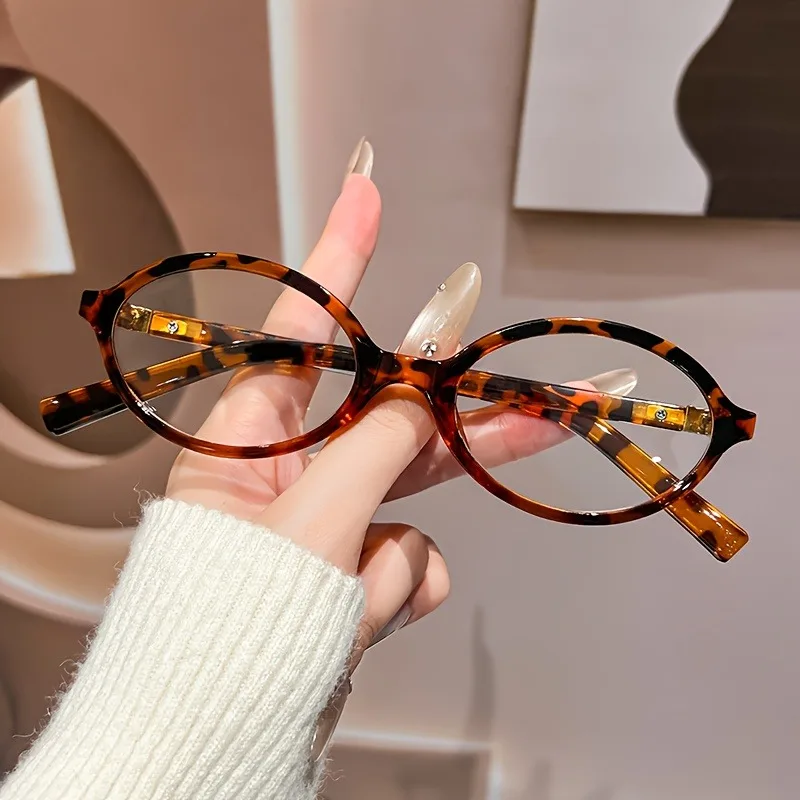 Klassische kleine ovale Damenbrille mit kleinem Rahmen, Anti-Blaulicht, schlichtem und elegantem Rahmen und leichtem Material – Detail 3