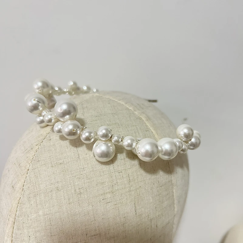 Shell Pearls Hairband Gold Silver Color Bridal Tiara Hair Accessories Handmade Wedding Jewelry Women Crown