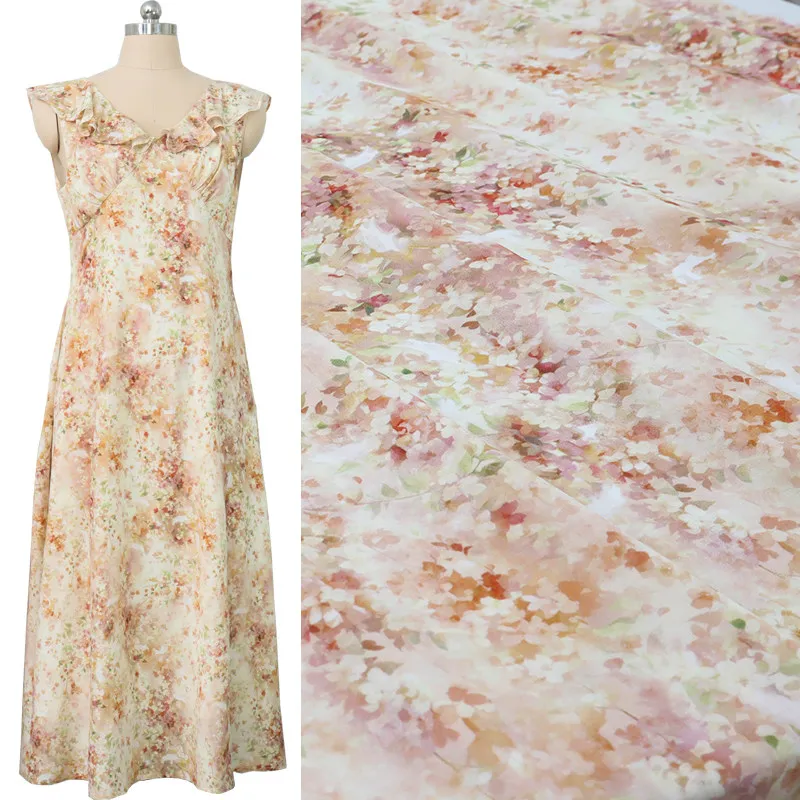 High Quality Multi-Pattern Silk Stretch Crepe De Chine Silkworm Silk Fabric Clothing and Dress Designer Cloth