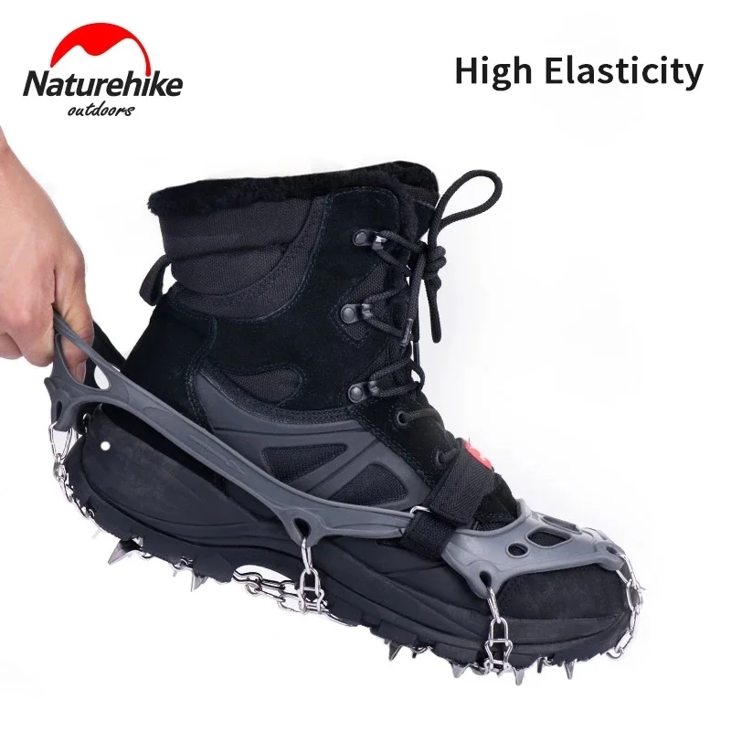 Naturehike New 13 /19 Teeth Anti-slip Climbing Crampons Outdoor Winter Ice Claws Snow Gripper Hiking Shoe Boot Grips Chain Spike