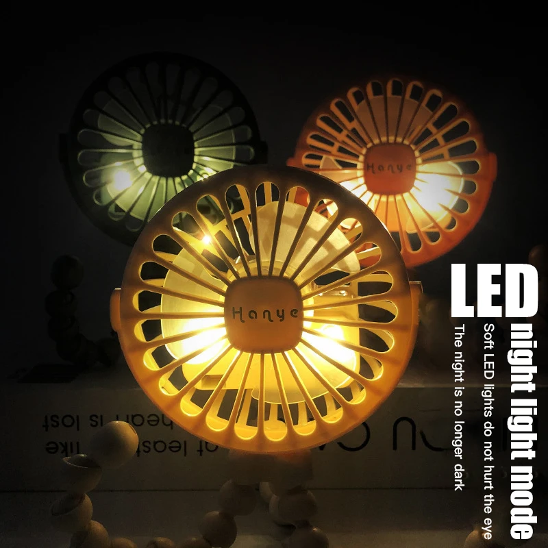 Милый вентилятор для детской коляски, настольный вентилятор, портативный, для улицы, с ночным освещением, портативный вентилятор с USB, аккумуляторная батарея, Детские аксессуары