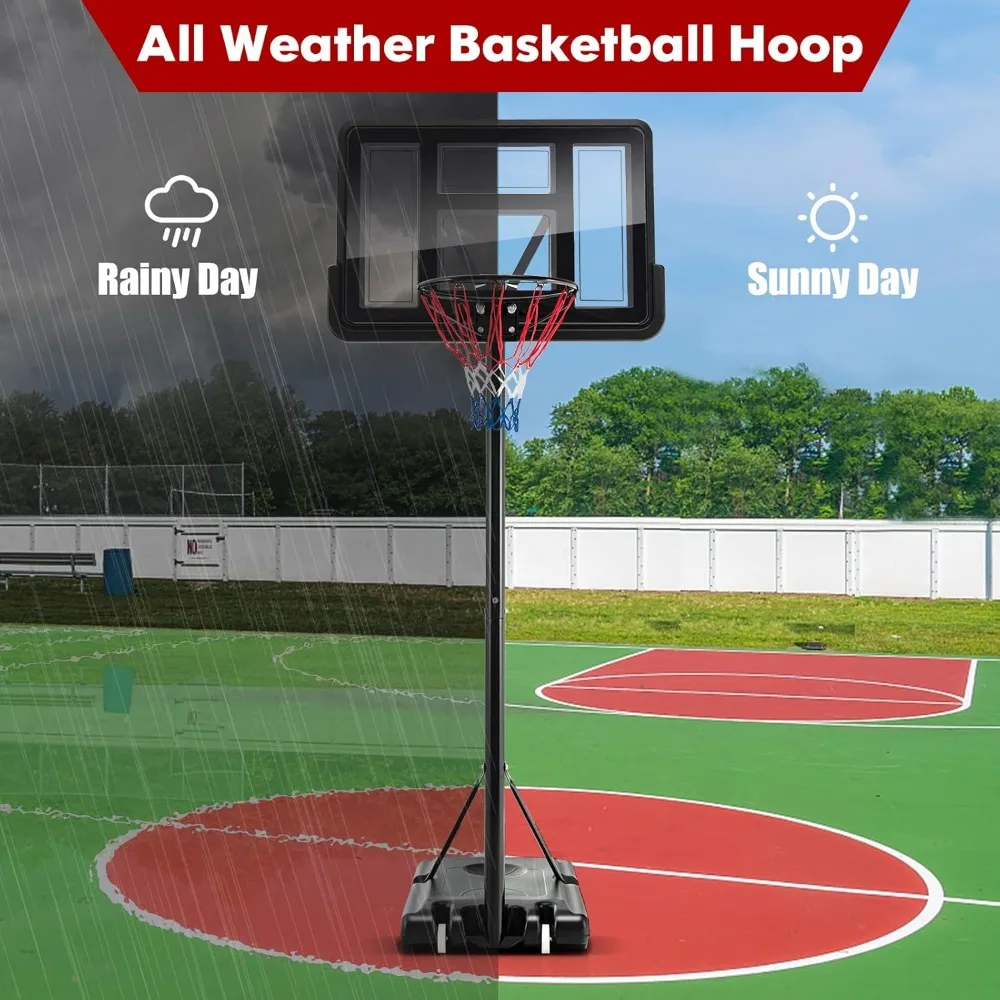 Height Adjustable 10FT Basketball Goal with 44 Shatterproof Backboard, Outdoor Portable Basketball Stand for Height Flexibility