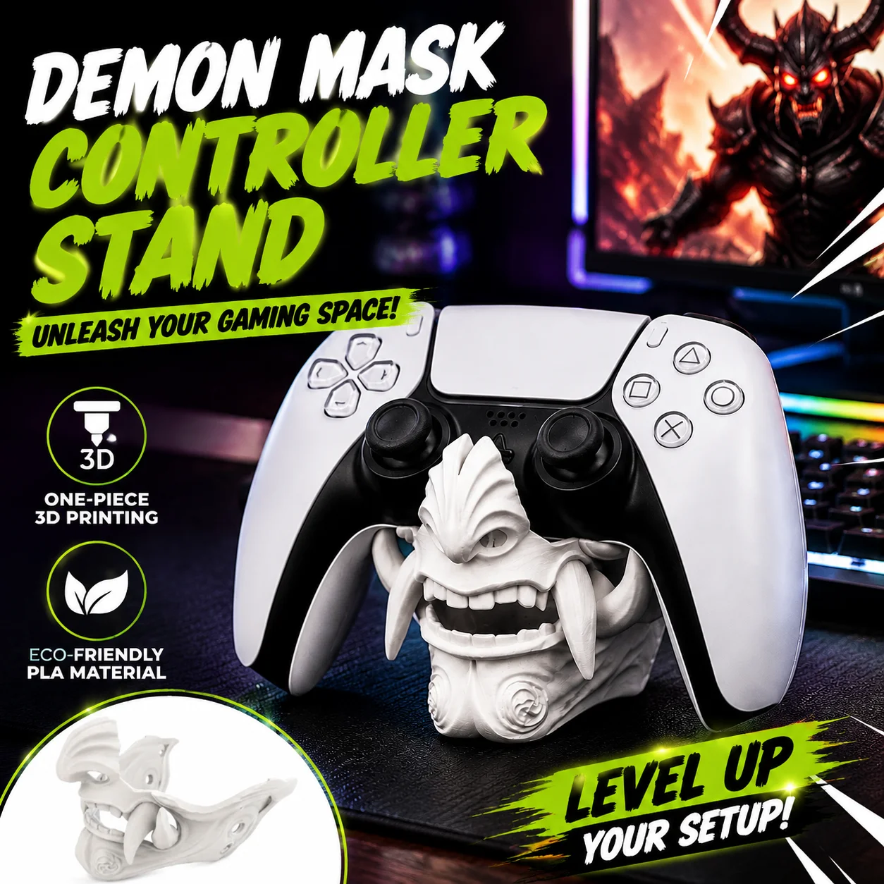 3D Printing Xbox Controller Holder - Penyangga Kontroler Game Berbentuk Topeng Iblis,