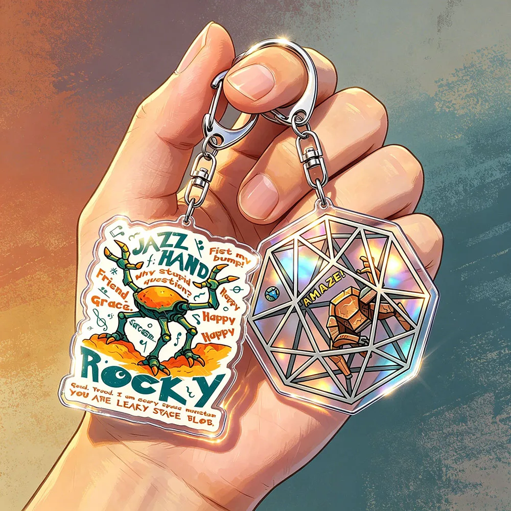 Cartoon Project Hail Mary Keychains Amaze Fist My Bump Keyrings Jewelry Manga Game Fans Gifts