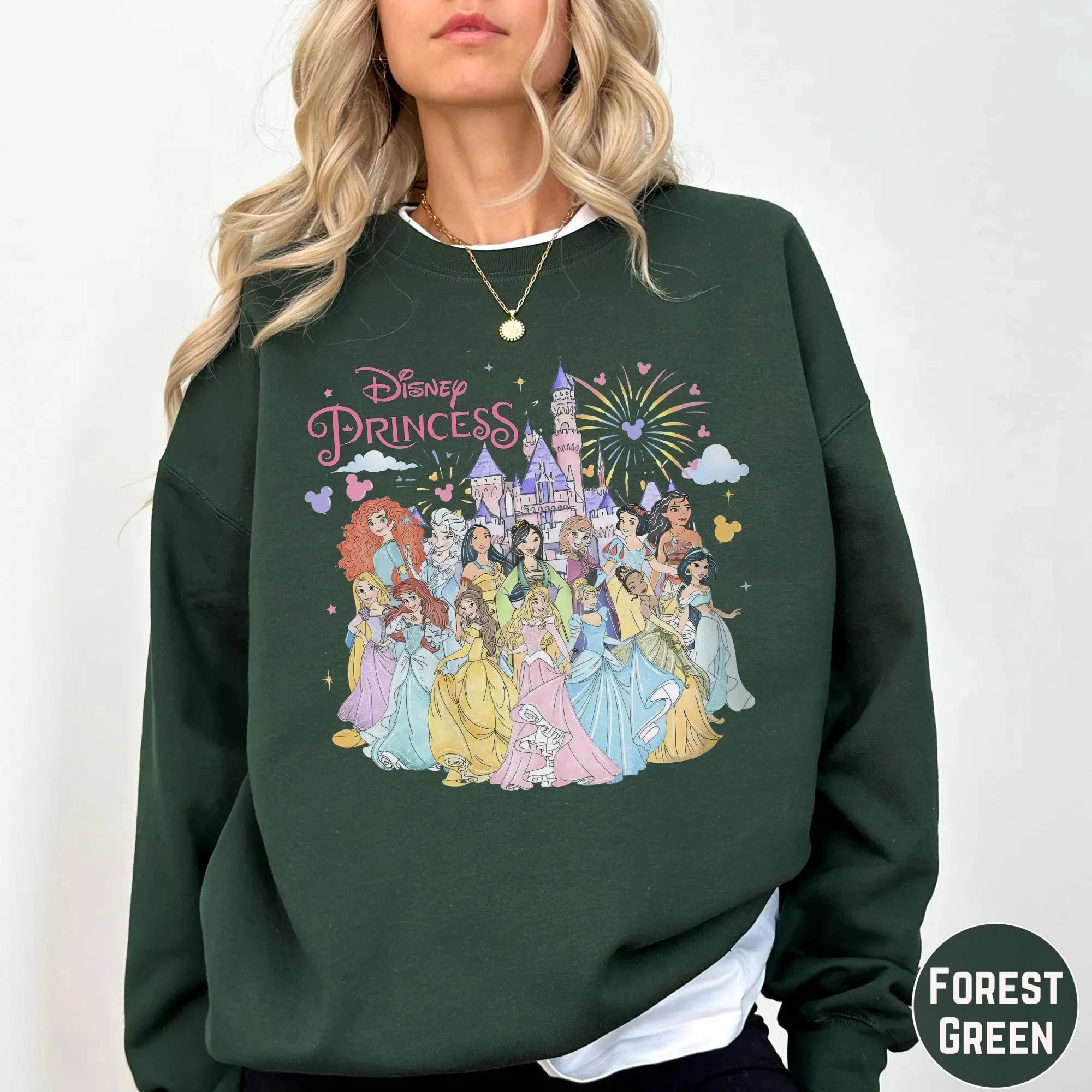 

Новая толстовка с круглым вырезом и принтом принцесс Диснея 2026 года, модная ретро-модель с персонажами Диснея, повседневная и удобная.