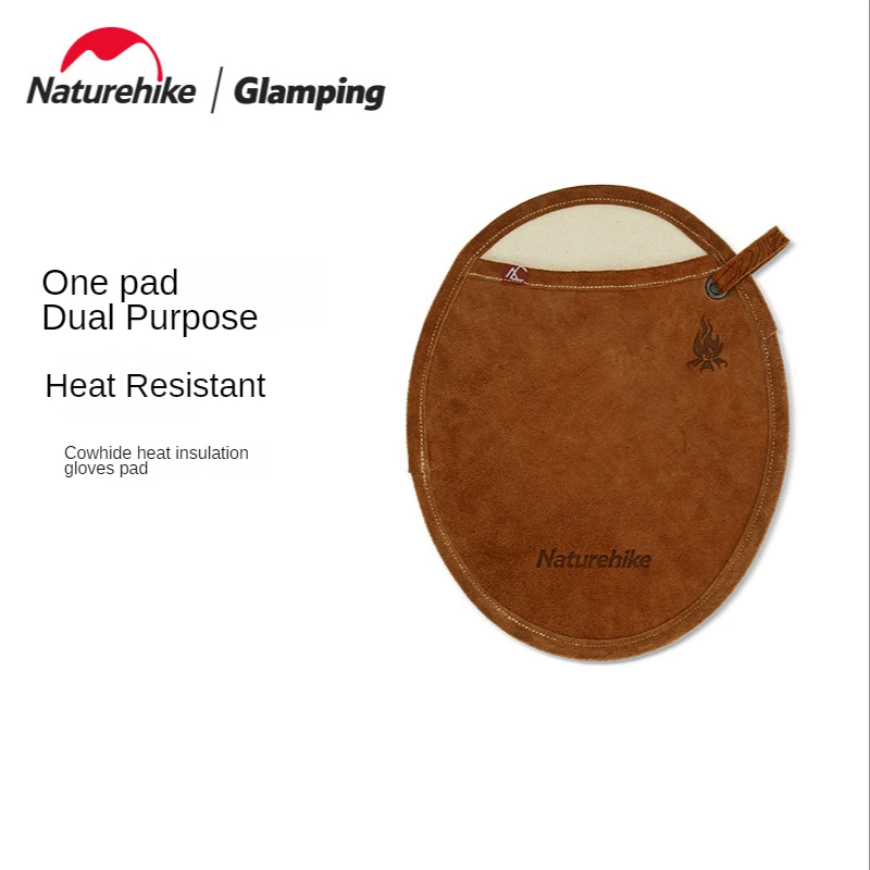 Naturehike-Outdoor Camping Cowhide Insulation Gloves Pad, High Temperature Resistant, Portable, Picnic