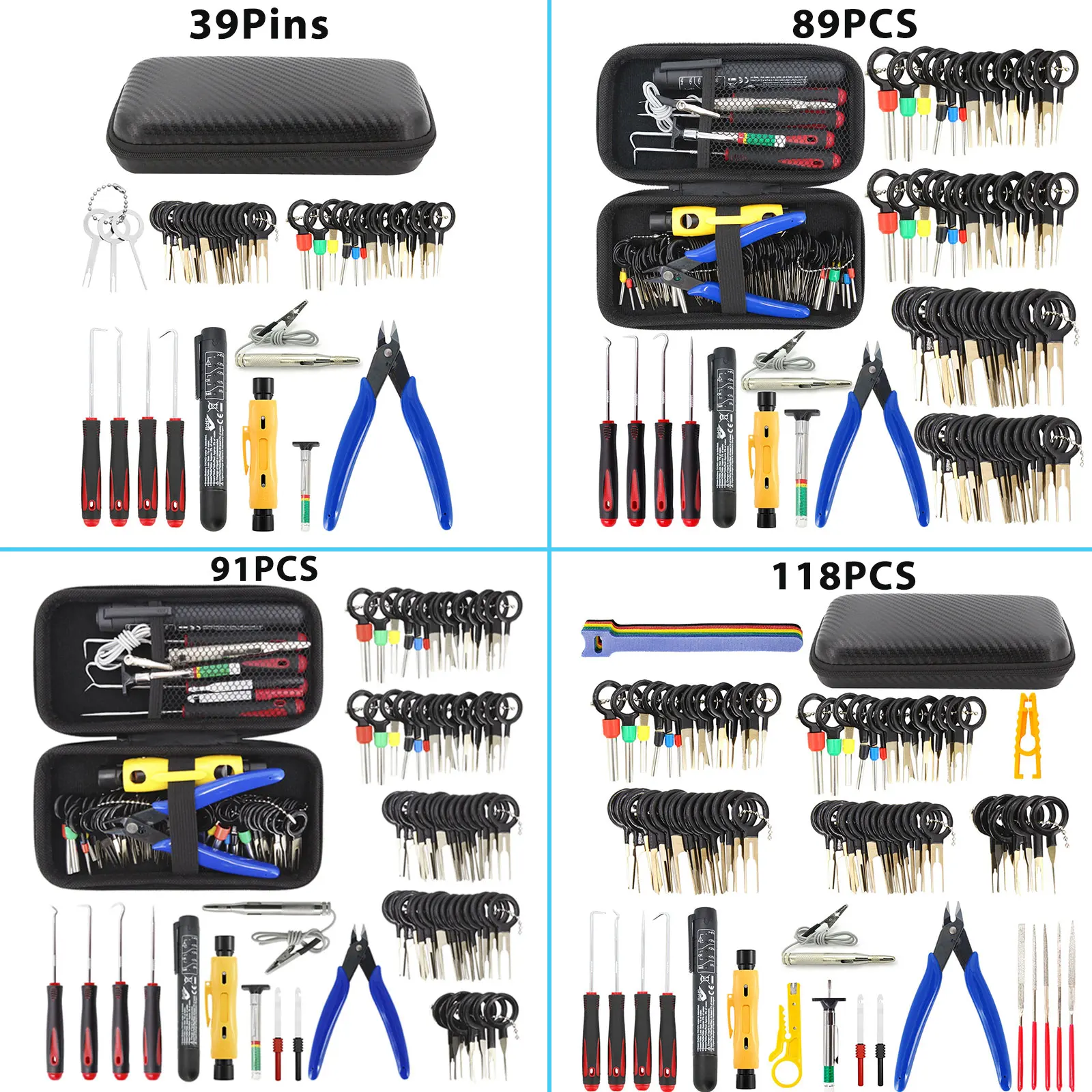 Terminal Removal Tool Kit Terminal Ejector Kit Depinning Key Tool Wire Connector Pin Release Extractor Tool With Pick Hook Set