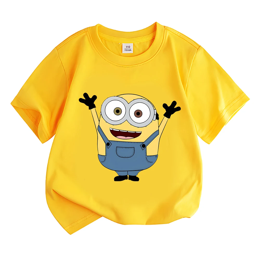 

Bob Kids Short-sleeved Summer Minions Baby Round Neck Cotton T-shirt Boys Girls Comfy Tops Cute T-shirt Tops High Quality Tees