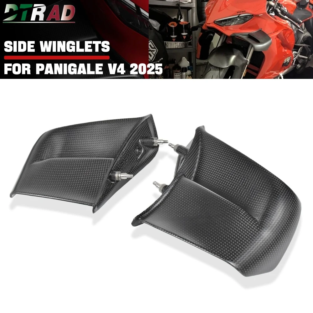 

2025 New Style For DUCATI Panigale V4 V4S Carbon Fiber Wings Fixed Side Winglets Fins Side Panels Motorcycle Accessories Fairing
