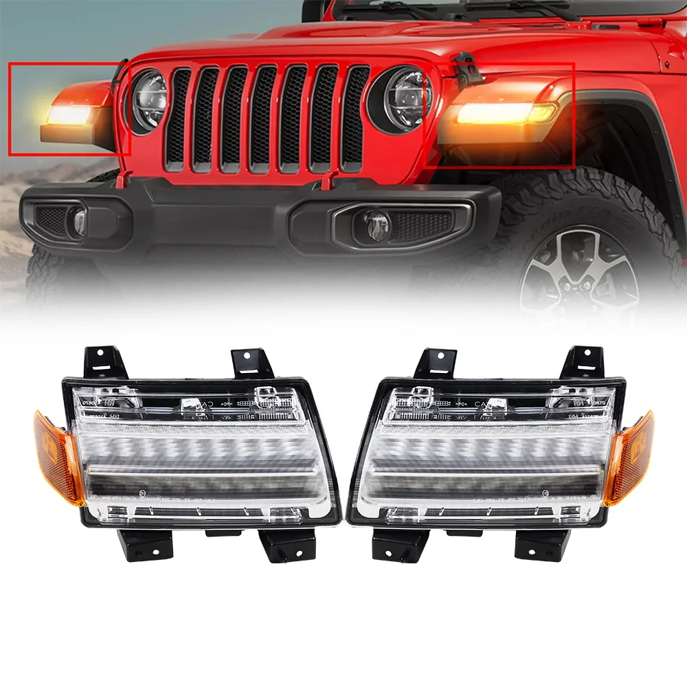 LED Fender Side Marker Turn Signal Light Kit For Jeep Wrangler JL